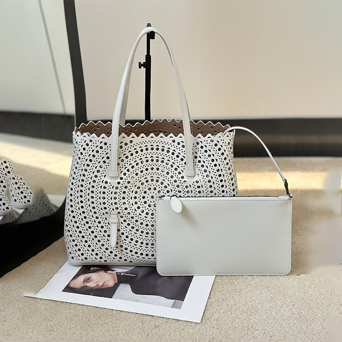 alaïa mina 32 laser cut tote handbag